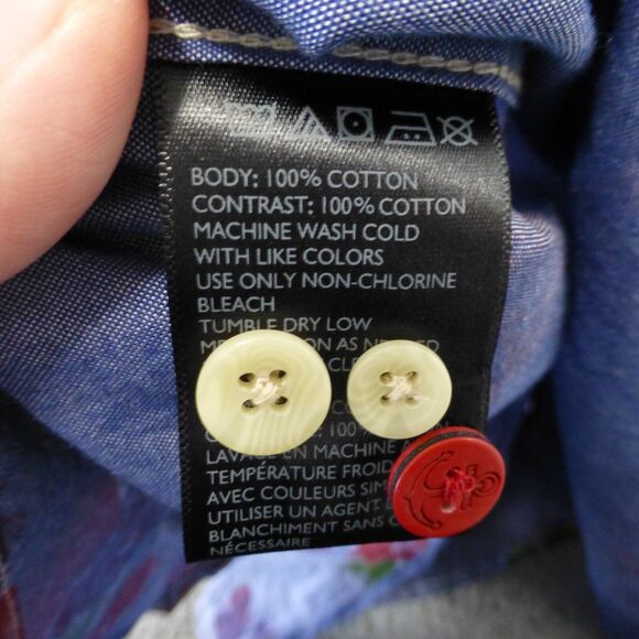 CPO Provisions Shirt Mens XL Button Up Blue Floral Cotton Short Sleeve Casual - Picture 8 of 9